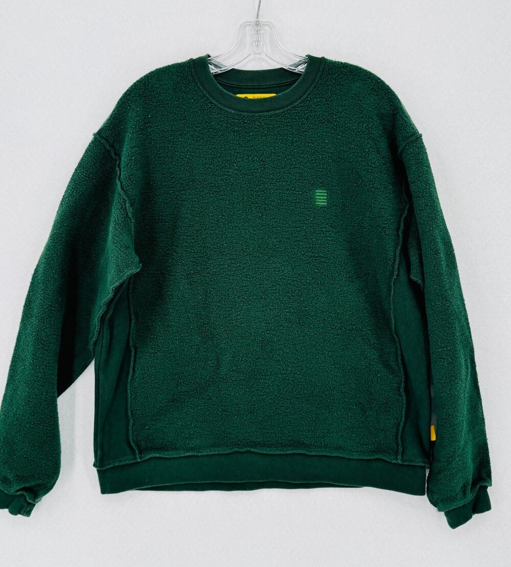 YELABÈL Yellow Label Co. Dark Green Sherpa Relaxed Fit Sweatshirt Sz M